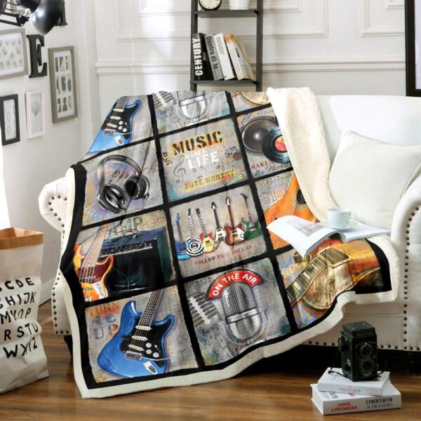 Music Makes Life Worthy Fleece Blanket Sherpa Blanket