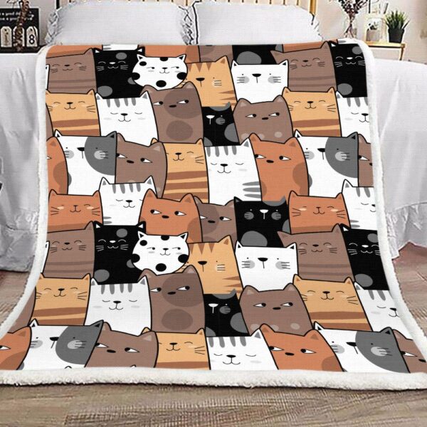 Cute Cat Face Fleece Blanket Sherpa Blanket