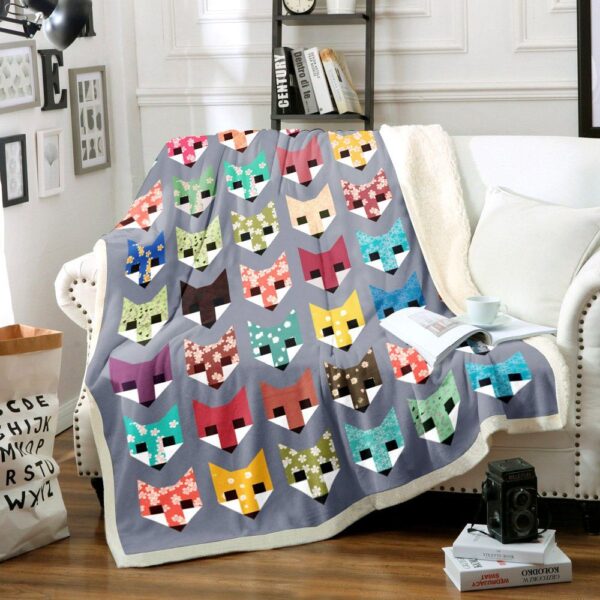 Fancy Foxes Fleece Blanket Sherpa Blanket