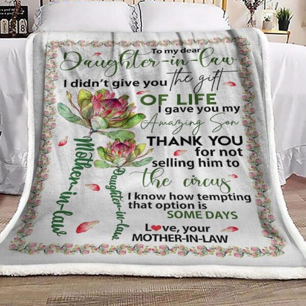 To My Dear Daughter In Law Protea Flower Fleece Blanket Sherpa Blanket