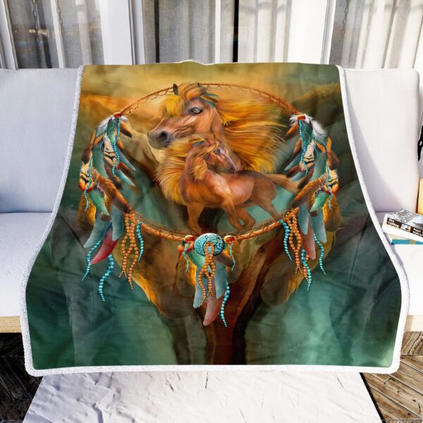 Horse Art Dreamcatcher Fleece Blanket Sherpa Blanket