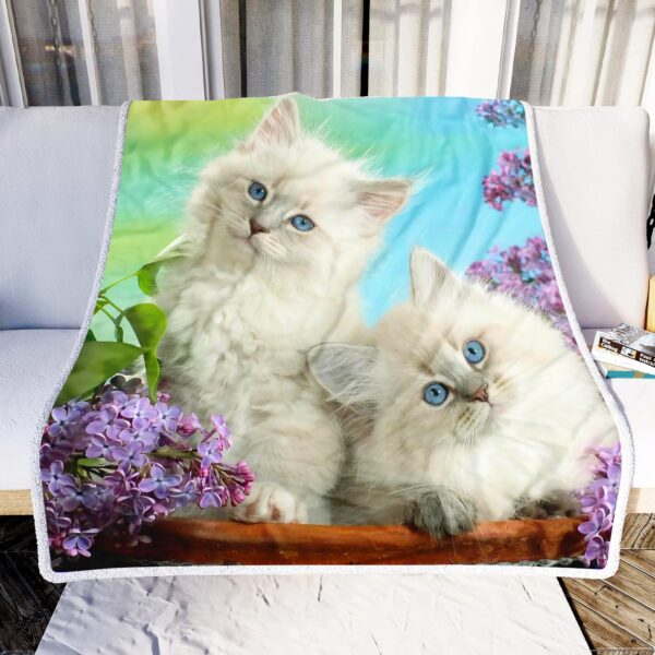 Two Lovely Cat Fleece Blanket Sherpa Blanket