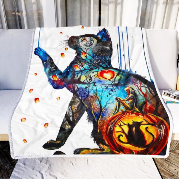 Cat Watercolor Picture Fleece Blanket Sherpa Blanket