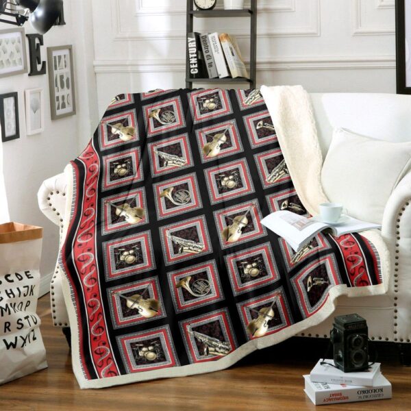Music Saxophone And Violin Fleece Blanket Sherpa Blanket