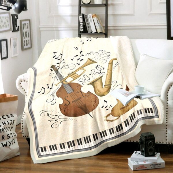 Music Brass And Stringed Instruments Fleece Blanket Sherpa Blanket