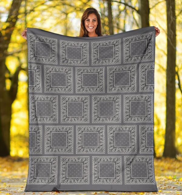 Ultra Plush Classic Gray Bandana Patch Fleece Blanket Sherpa Blanket