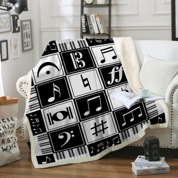 Piano Music Notes Fleece Blanket Sherpa Blanket