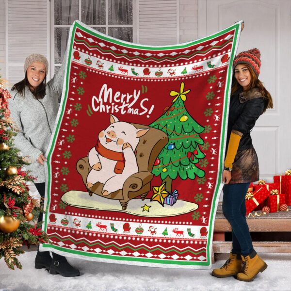 Pig Christmas Fleece Blanket Sherpa Blanket