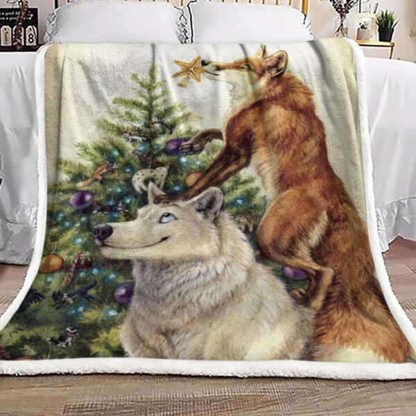Fox Christmas Fleece Blanket Sherpa Blanket