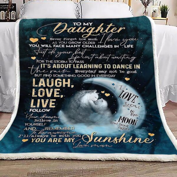 Mom To My Daughter Cat Fleece Blanket Sherpa Blanket