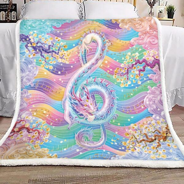 Pastel Music Note Color Dragon Fleece Blanket Sherpa Blanket
