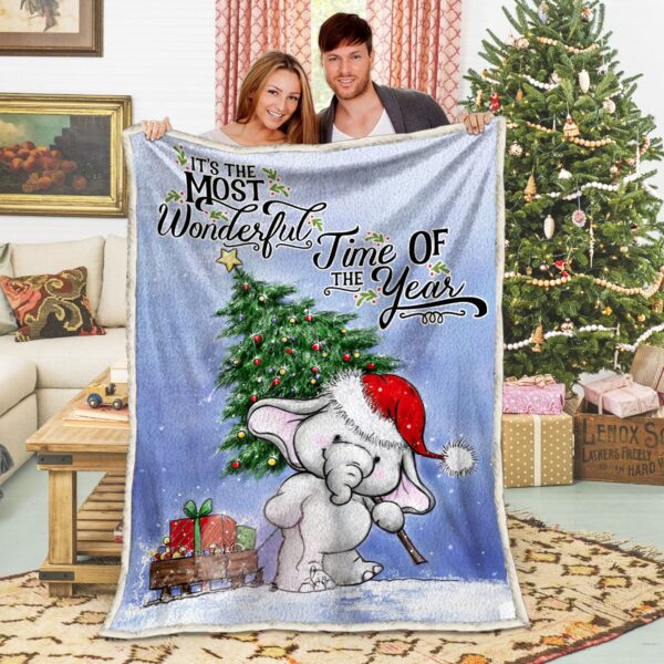 Elephant Christmas Fleece Blanket Sherpa Blanket