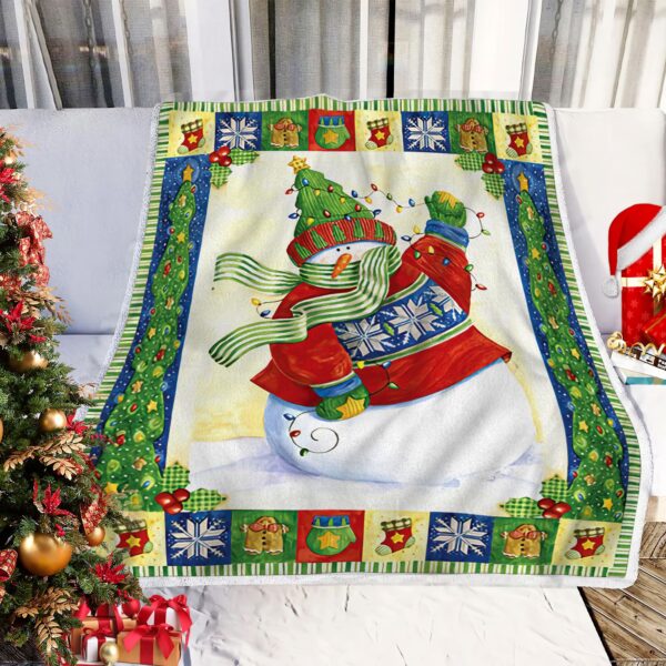 Snowman Fleece Blanket Sherpa Blanket