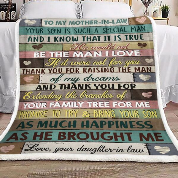 Family To My Mother In Law Love Your Daughter Fleece Blanket Sherpa Blanket