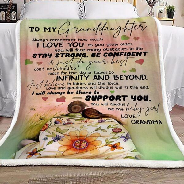 Family To My Granddaughter Love Grandma Fleece Blanket Sherpa Blanket