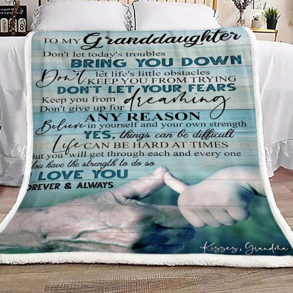 Family To My Granddaughter Kisses Grandma Fleece Blanket Sherpa Blanket