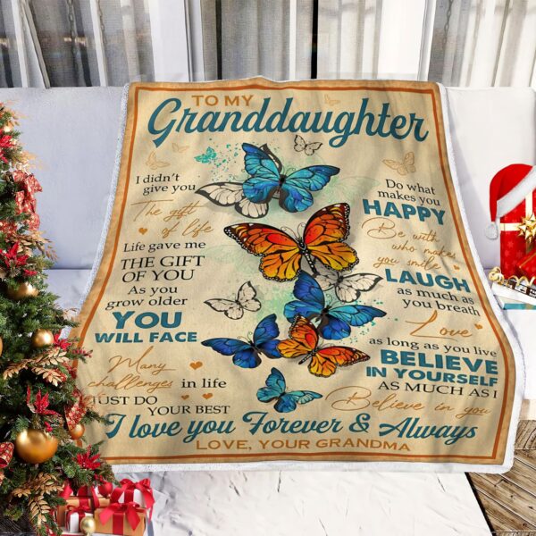To My Granddaughter Fleece Blanket Sherpa Blanket