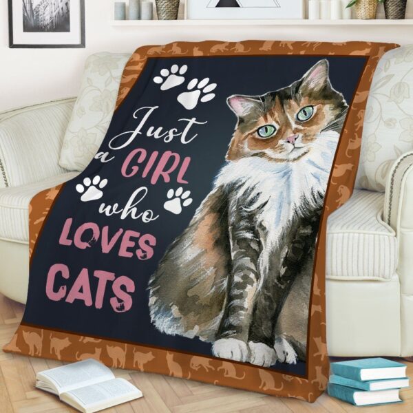 Cat Just A Girl Who Loves Cats Fleece Blanket Sherpa Blanket
