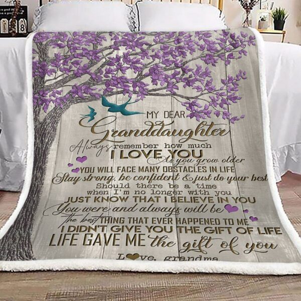 Tree Of Life My Dear Granddaughter Love Grandma Fleece Blanket Sherpa Blanket