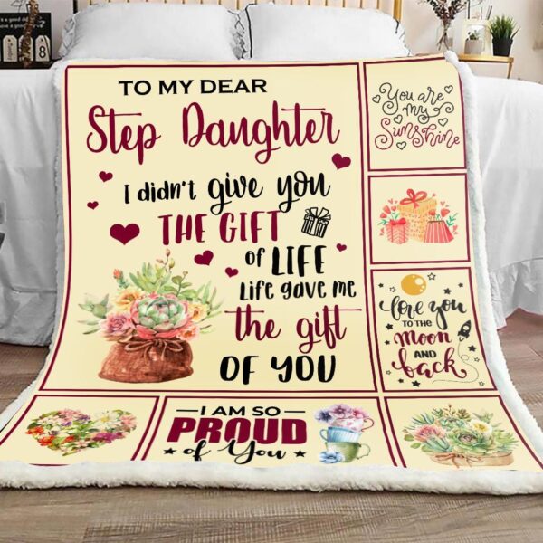 To My Step Daughter Flower Fleece Blanket Sherpa Blanket