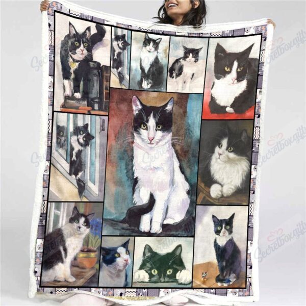 Cat 02 Fleece Blanket Sherpa Blanket