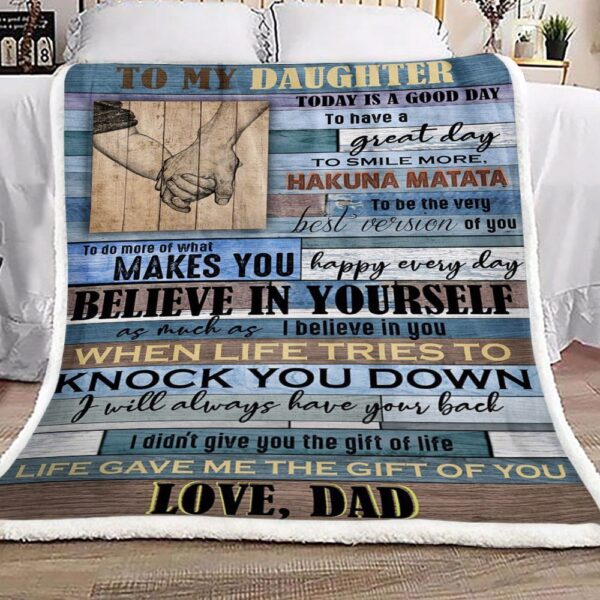 Family To My Daughter Love Dad Fleece Blanket Sherpa Blanket