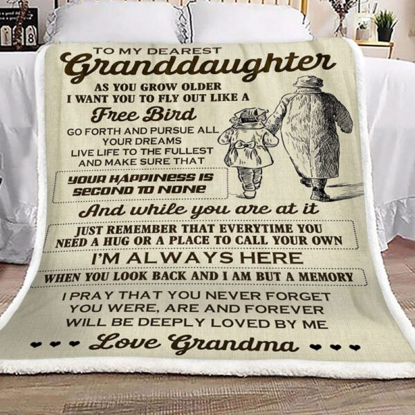 Family To My Dearest Granddaughter From Grandma Fleece Blanket Sherpa Blanket