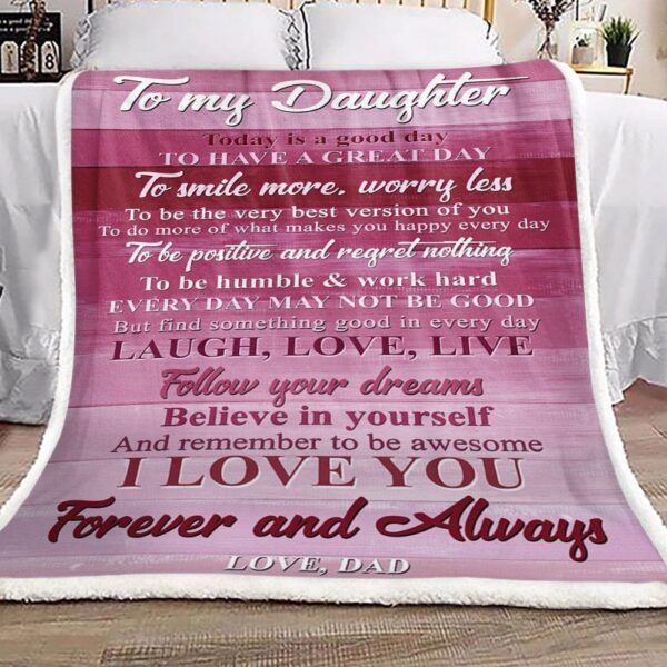 Family To My Daughter From Dad Fleece Blanket Sherpa Blanket