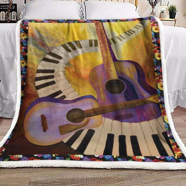Music Guitar Piano Fleece Blanket Sherpa Blanket