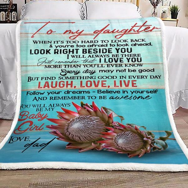 Protea Flower To My Daughter Love Dad Fleece Blanket Sherpa Blanket