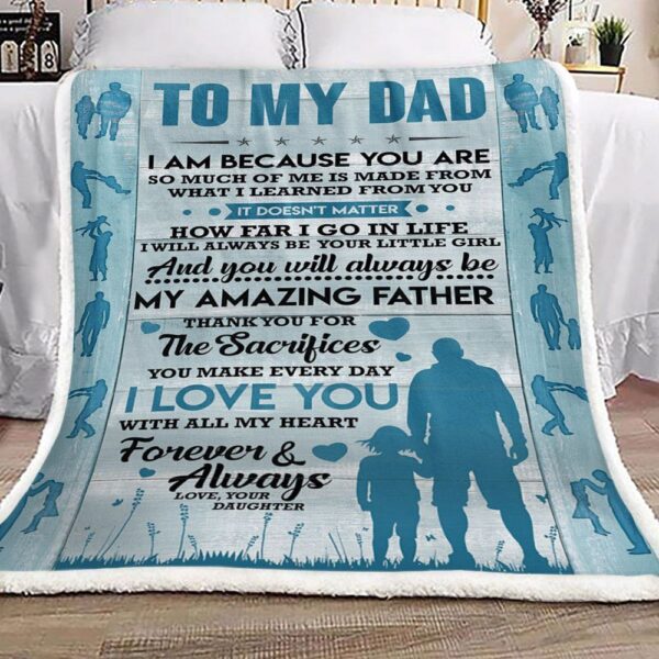 Family To My Dad Love Your Daughter Fleece Blanket Sherpa Blanket