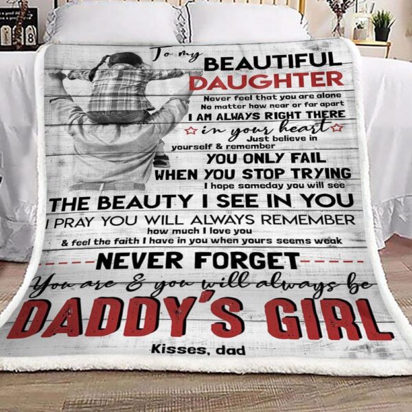 Family To My Beautiful Daughter Dad Fleece Blanket Sherpa Blanket