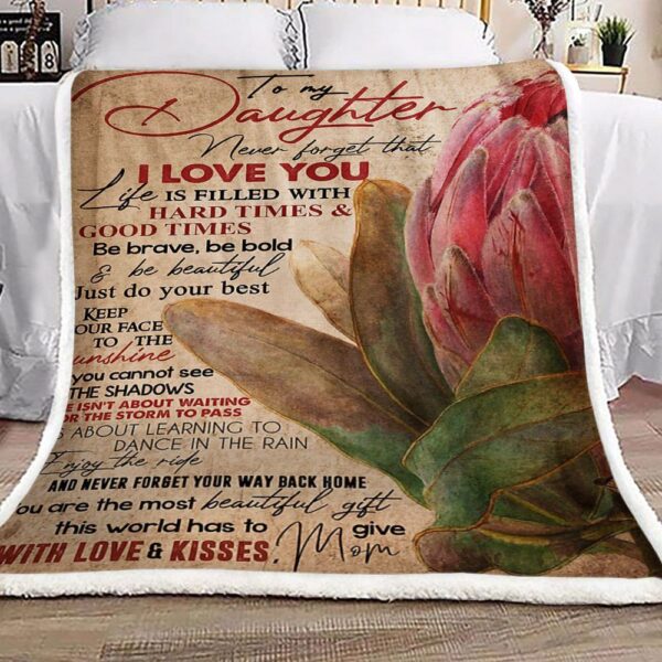 Protea Flower To My Granddaughter Your Grandma Fleece Blanket Sherpa Blanket