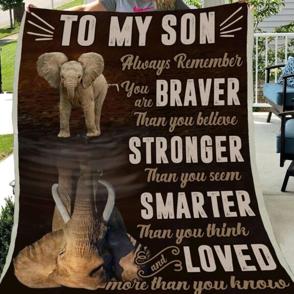 Elephant To My Son Fleece Blanket Sherpa Blanket
