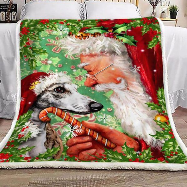 Christmas Santa Claus Greyhound Fleece Blanket Sherpa Blanket