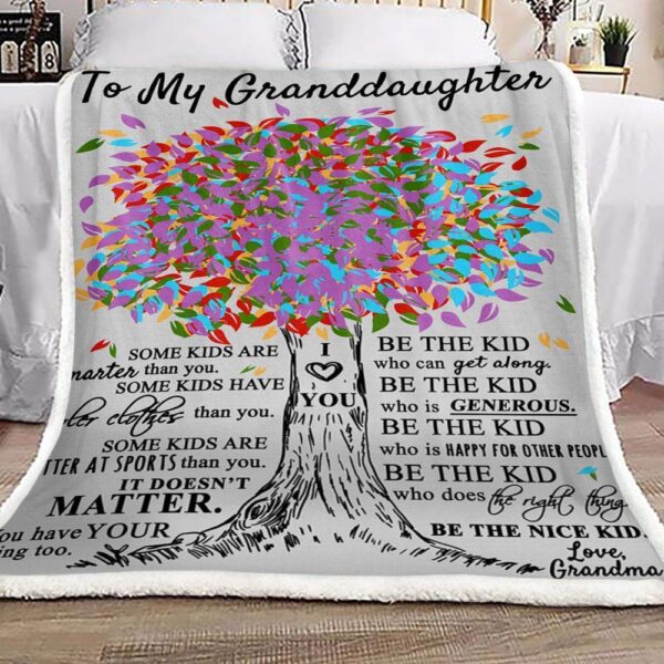 Tree Of Life Family To My Granddaughter Love Grandma Fleece Blanket Sherpa Blanket