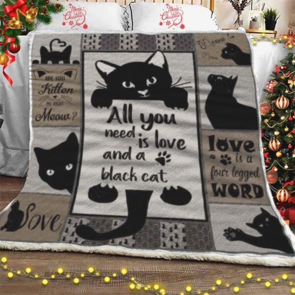 Cat Black Fleece Blanket Sherpa Blanket