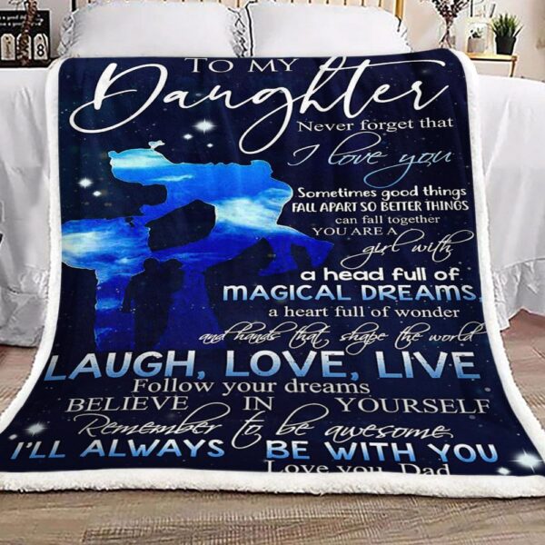 Family To My Daughter Dad Fleece Blanket Sherpa Blanket