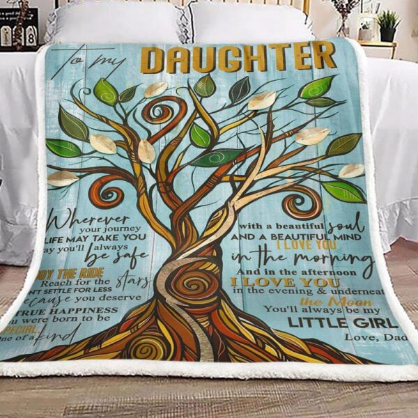 Tree Of Life To My Daughter Love Dad Fleece Blanket Sherpa Blanket