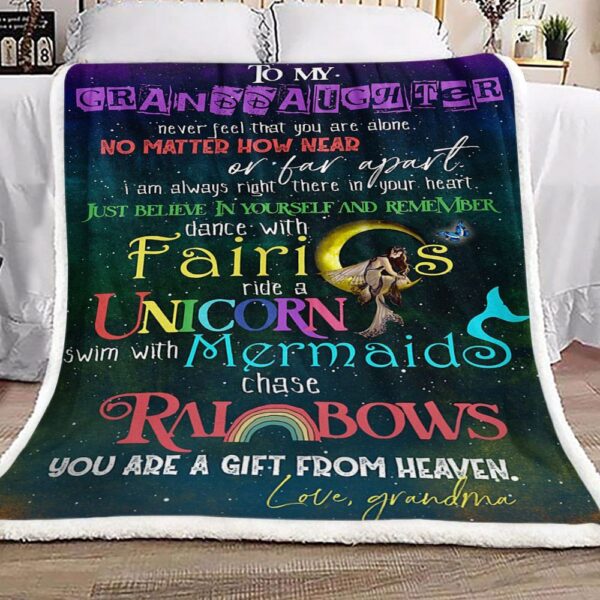 Family To My Granddaughter Love Grandma Fleece Blanket Sherpa Blanket