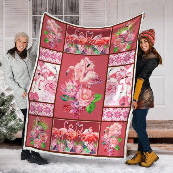 Flamingo Fleece Blanket Sherpa Blanket