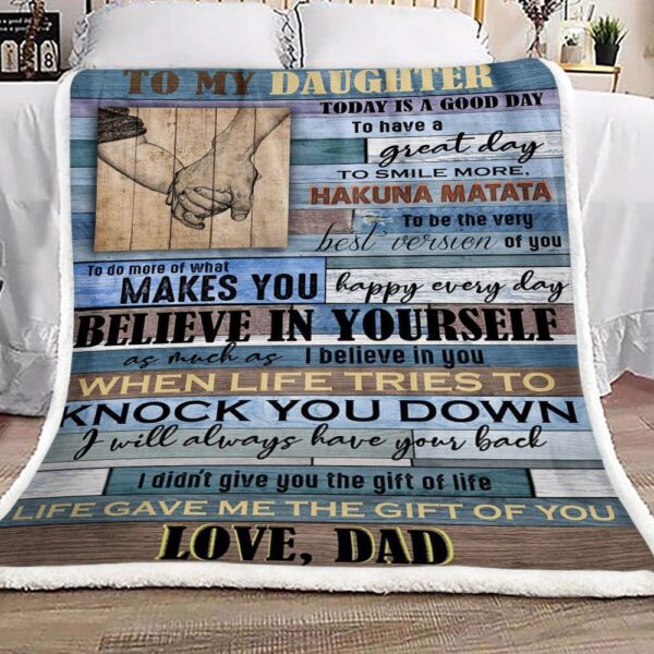 Family To My Daughter Love Dad Fleece Blanket Sherpa Blanket