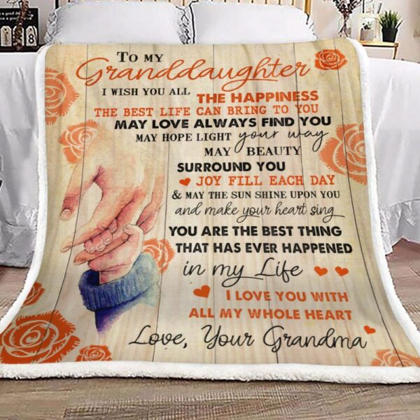 Family To My Granddaughter Your Grandma Fleece Blanket Sherpa Blanket