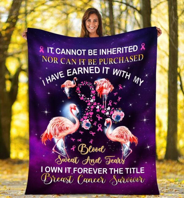 Flamingo Breast Cancer Fleece Blanket Sherpa Blanket