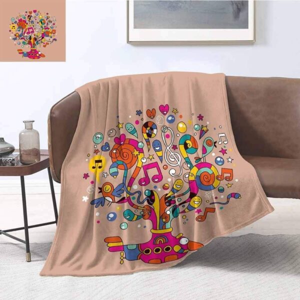 Colorful Music Notes Fleece Blanket Sherpa Blanket