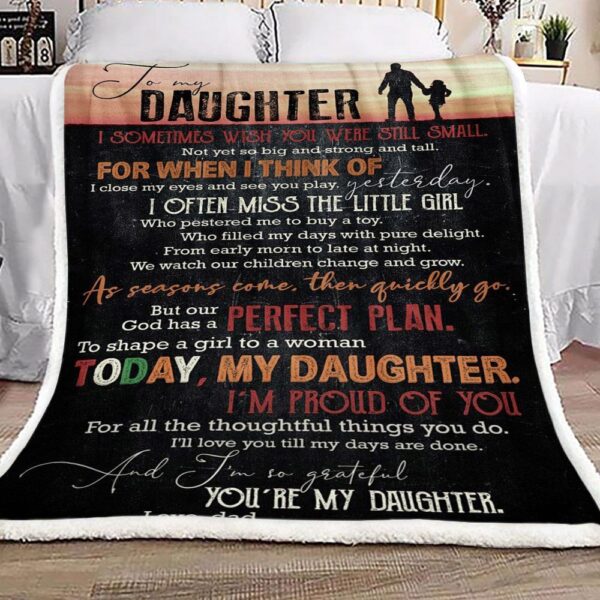 Family To My Daughter Love Dad Fleece Blanket Sherpa Blanket