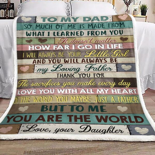 Family To My Dad From Daughter Fleece Blanket Sherpa Blanket