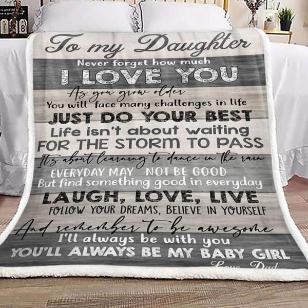Family To My Daughter Love Dad Fleece Blanket Sherpa Blanket