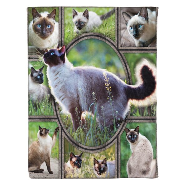 Siamese Cat Fleece Blanket Sherpa Blanket