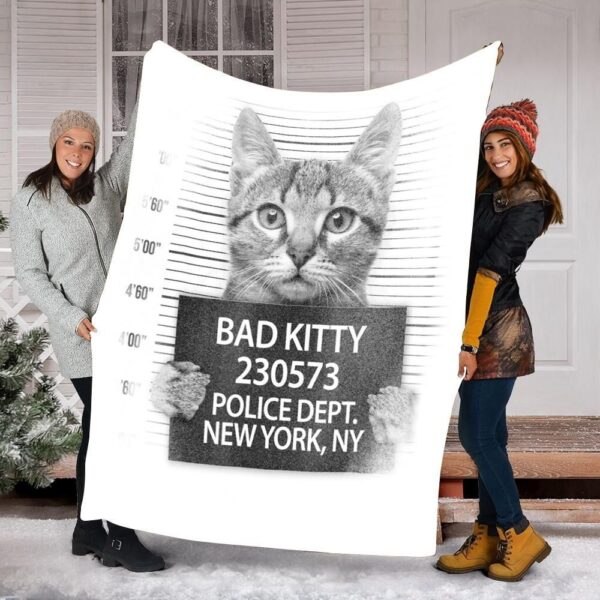 Funny Cute Bad Kitty Cat Fleece Blanket Sherpa Blanket